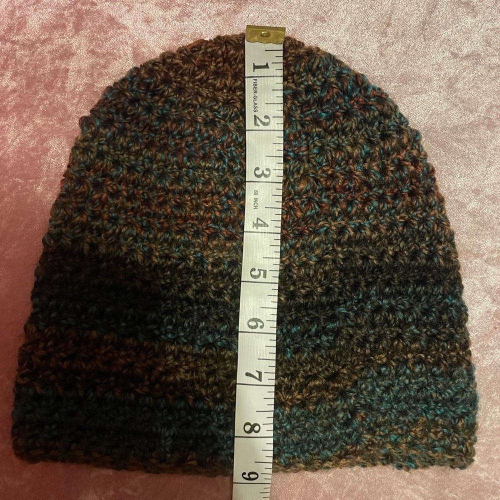 Handmade Knit Crochet Multicolor Beanie Hat - Picture 7 of 8